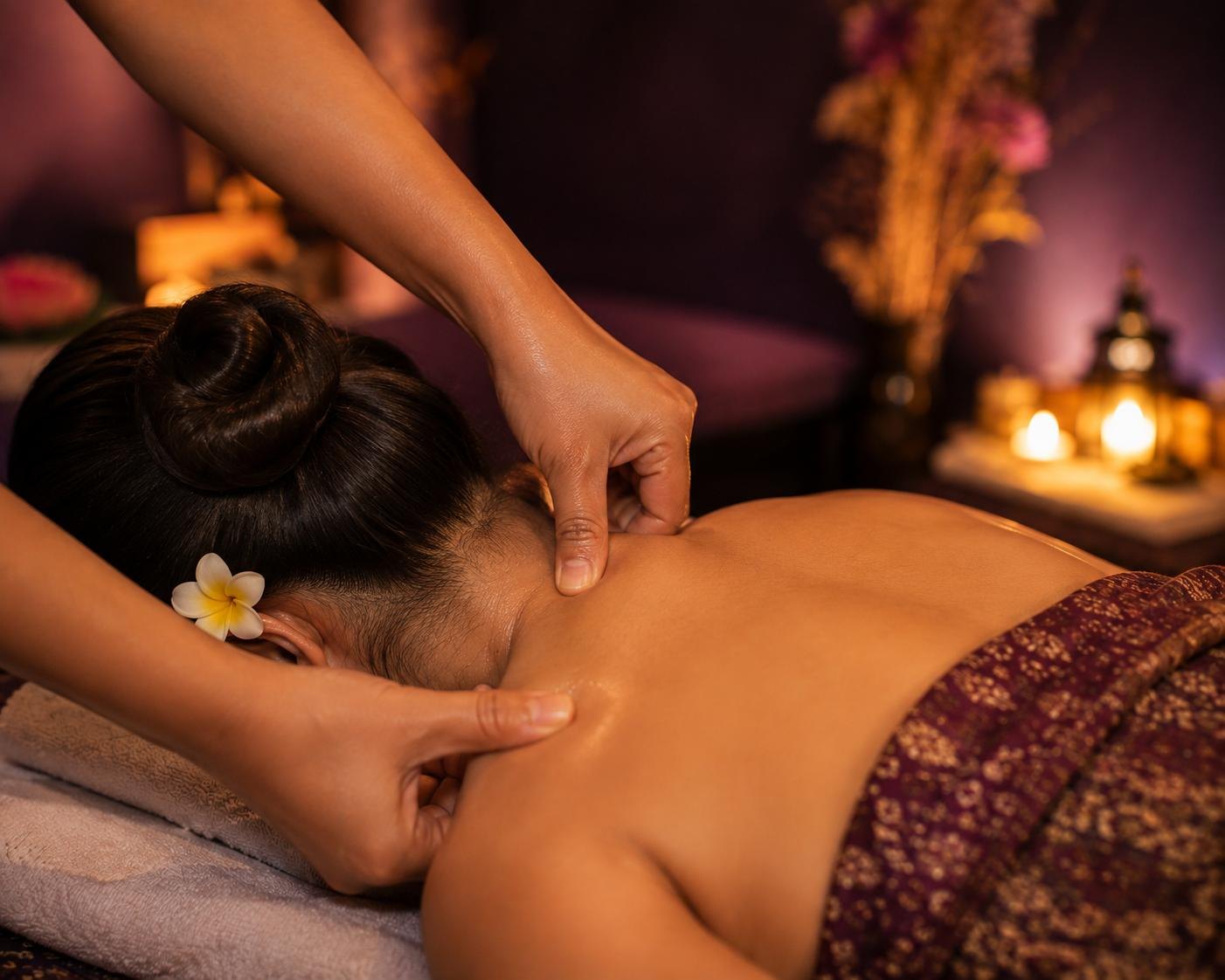 Nacken- und Schultermassage auf der Liege